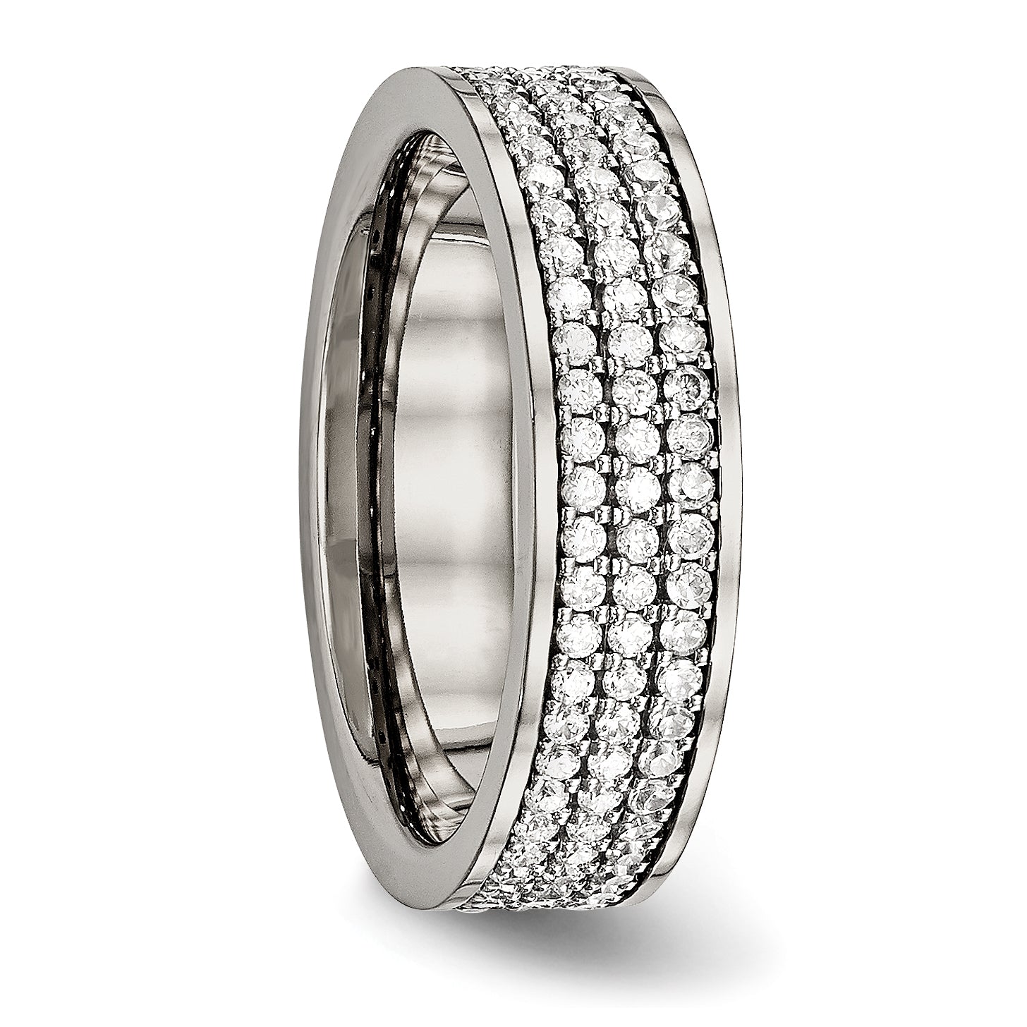 Titanium Polished with CZ 6mm Flat Band