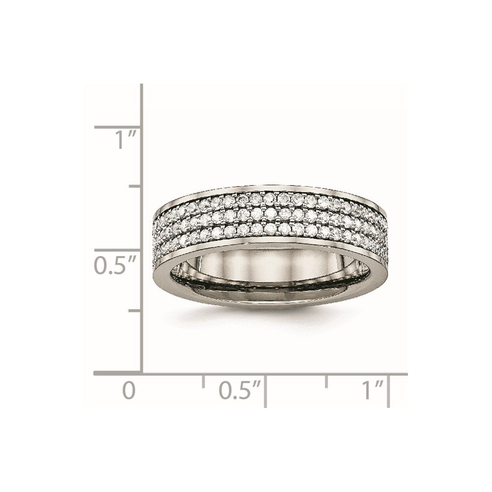 Titanium Polished with CZ 6mm Flat Band