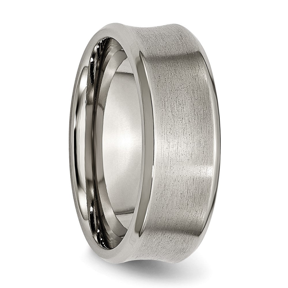 Chisel Titanium Brushed and Polished Concave 8mm Beveled Edge Band