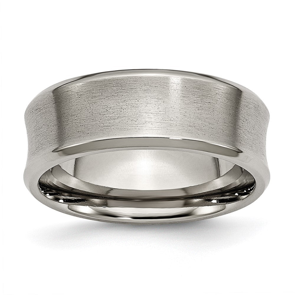 Chisel Titanium Brushed and Polished Concave 8mm Beveled Edge Band