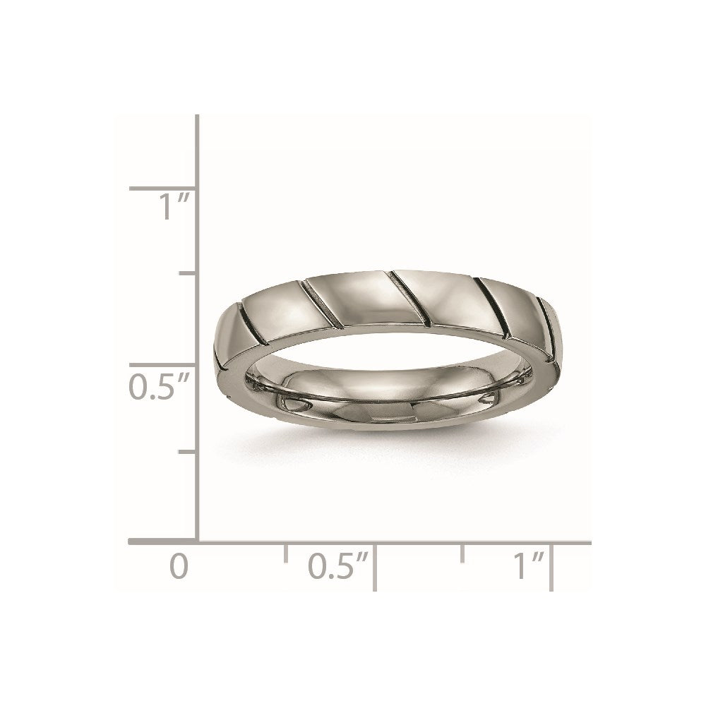 Titanium Polished 4mm Grooved Band