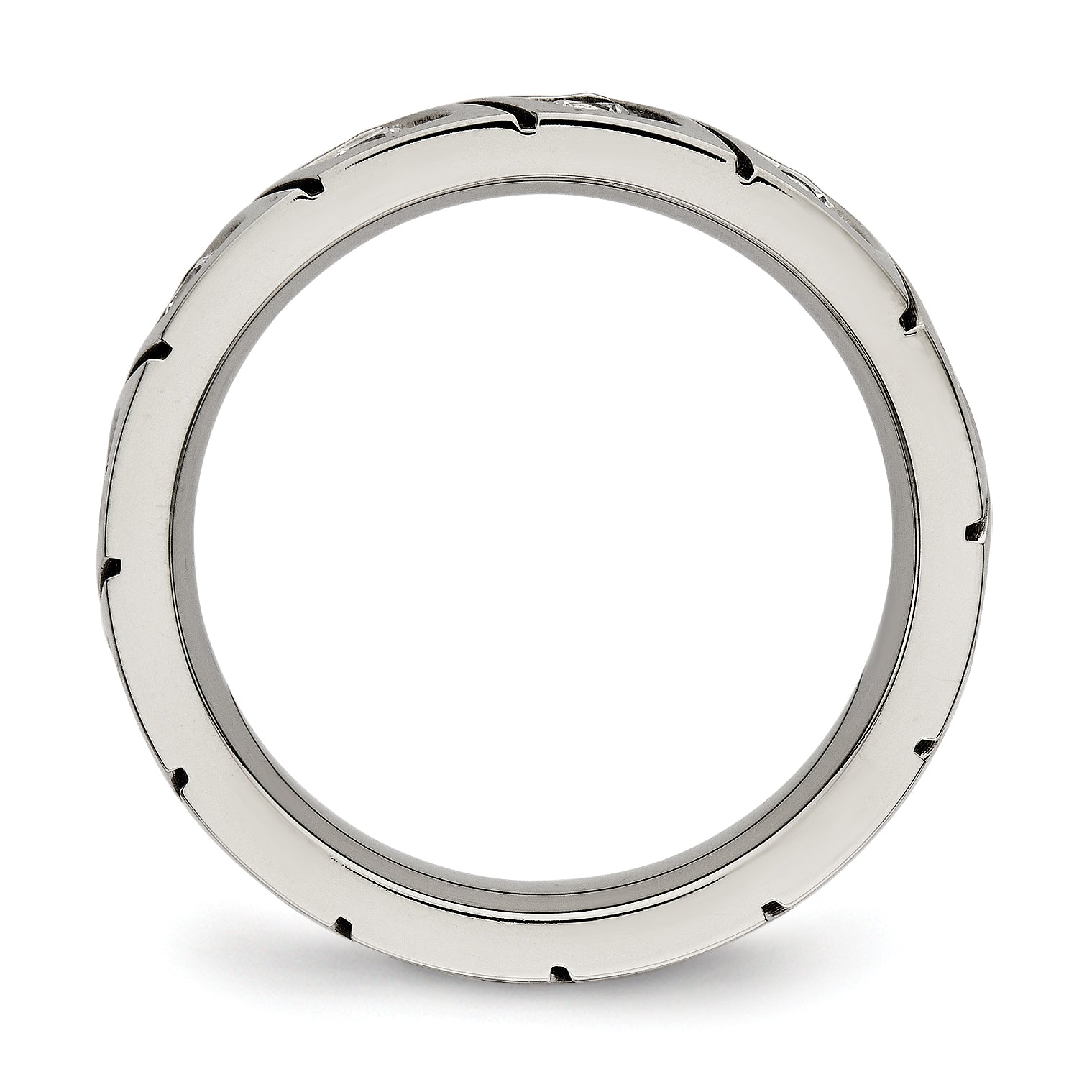 Chisel Titanium Polished with CZ 4mm Grooved Band