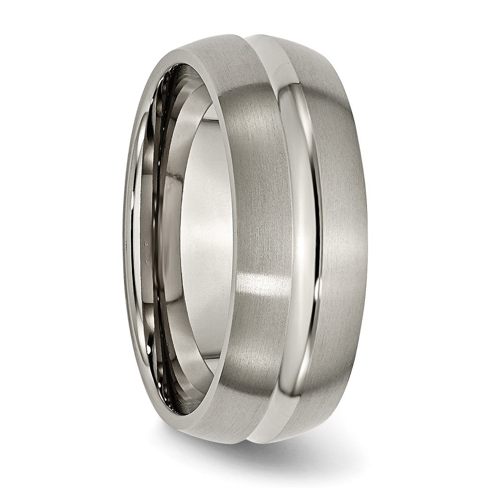 Chisel Titanium Brushed and Polished 8mm Grooved Band
