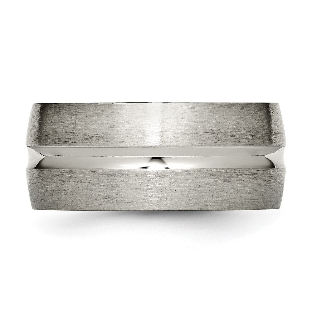 Chisel Titanium Brushed and Polished 10mm Grooved Band