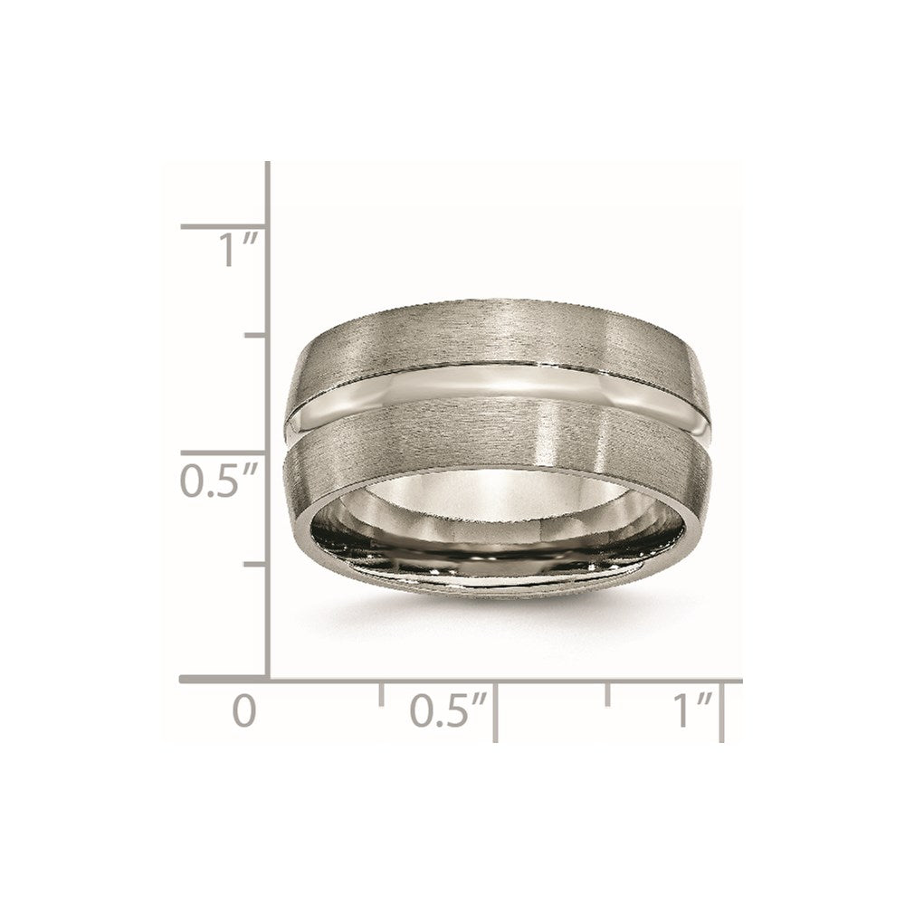 Chisel Titanium Brushed and Polished 10mm Grooved Band