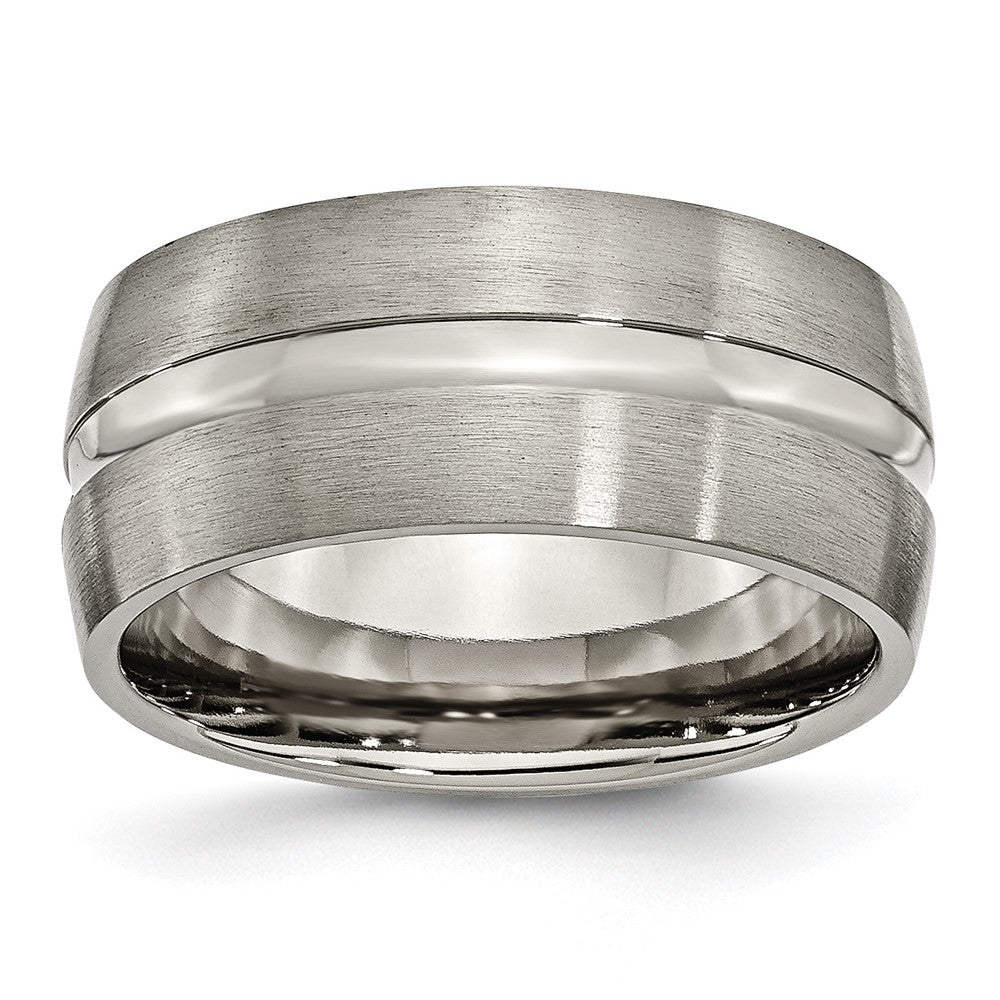 Chisel Titanium Brushed and Polished 10mm Grooved Band