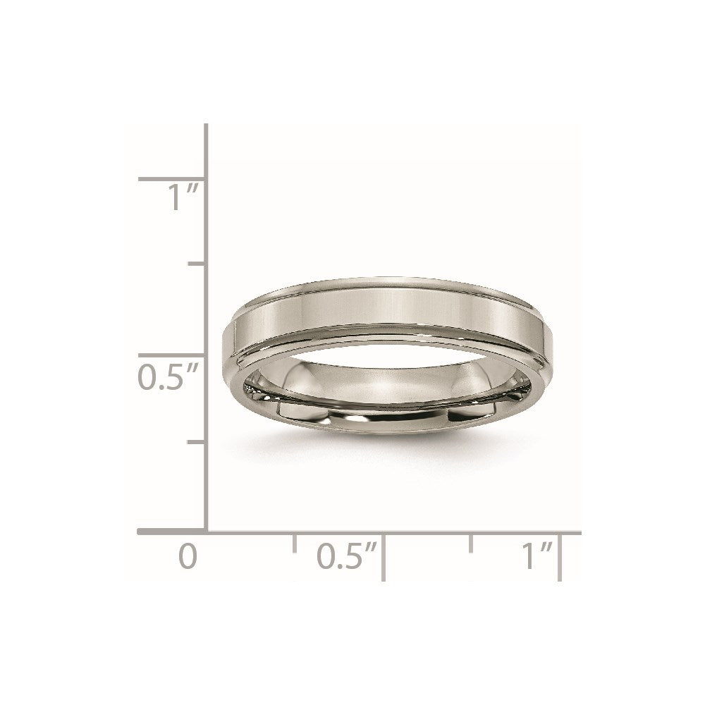 Chisel Titanium Polished 5mm Ridged Edge Band
