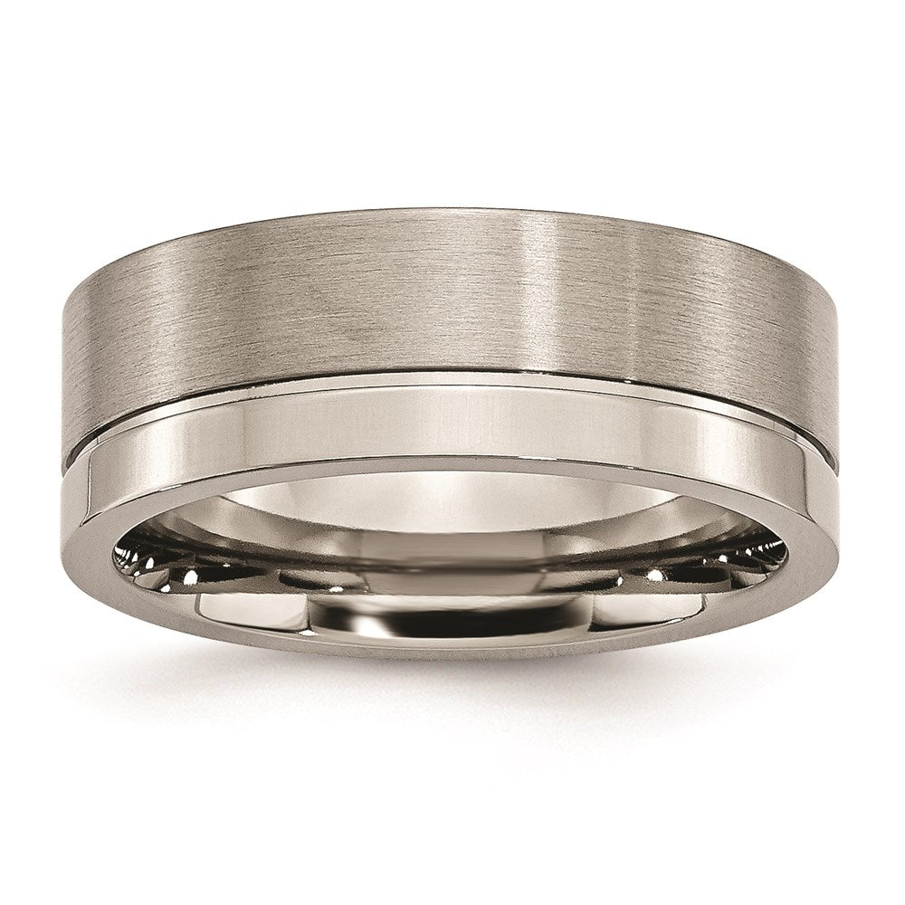 Titanium Grooved 8mm Brushed and Polished Band