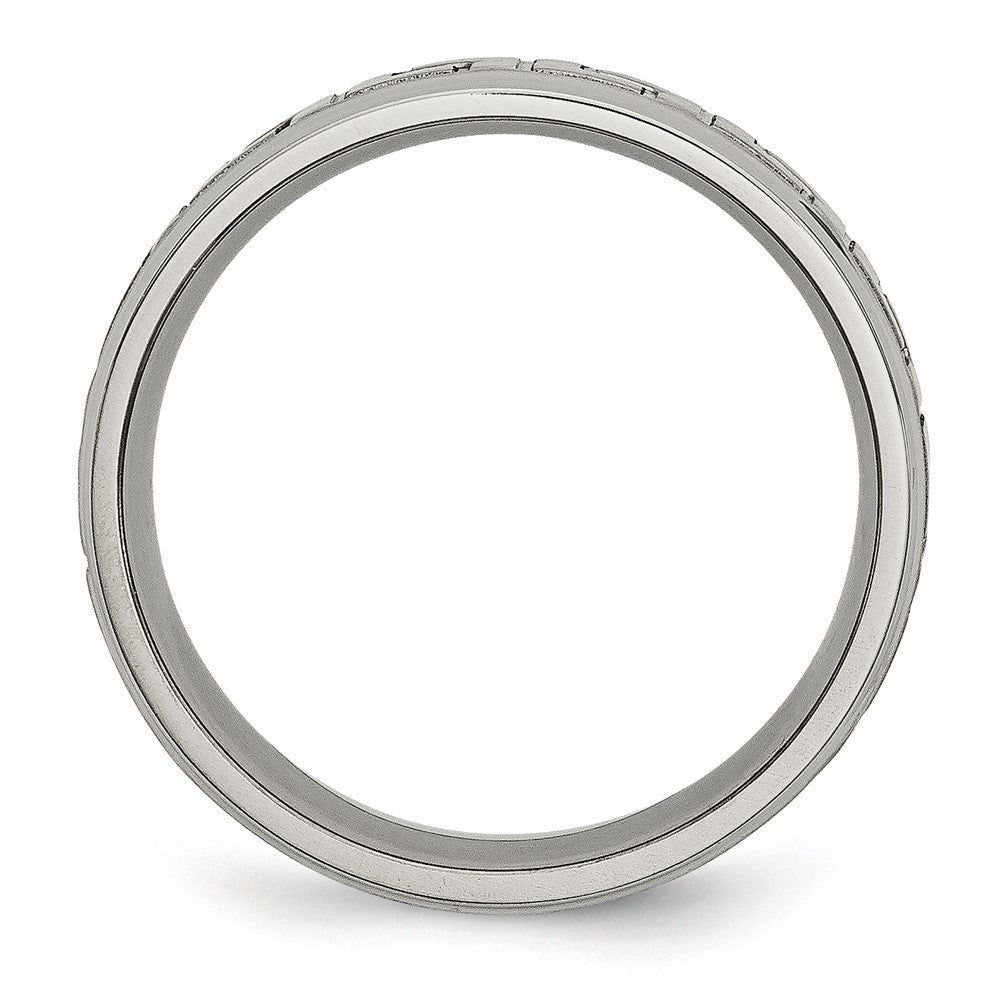 Titanium Ridged Edge Greek Key Design 6mm Satin/Polished Band