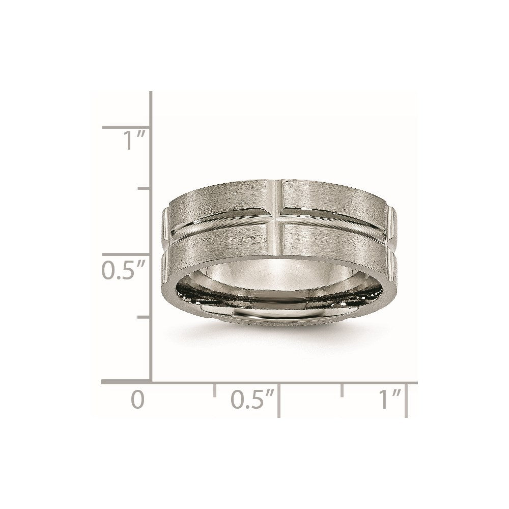 Titanium Grooved 8mm Brushed and Polished Band