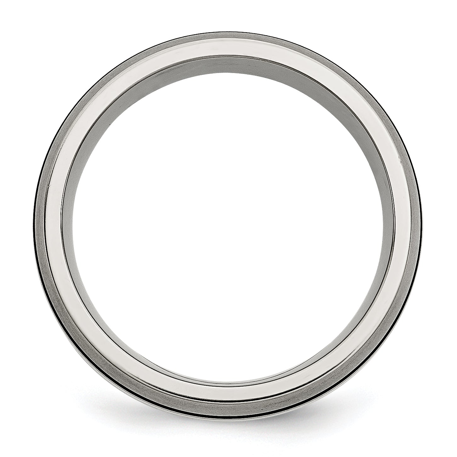 Chisel Titanium Antiqued and Brushed with Sterling Silver Inlay 8mm Grooved Band