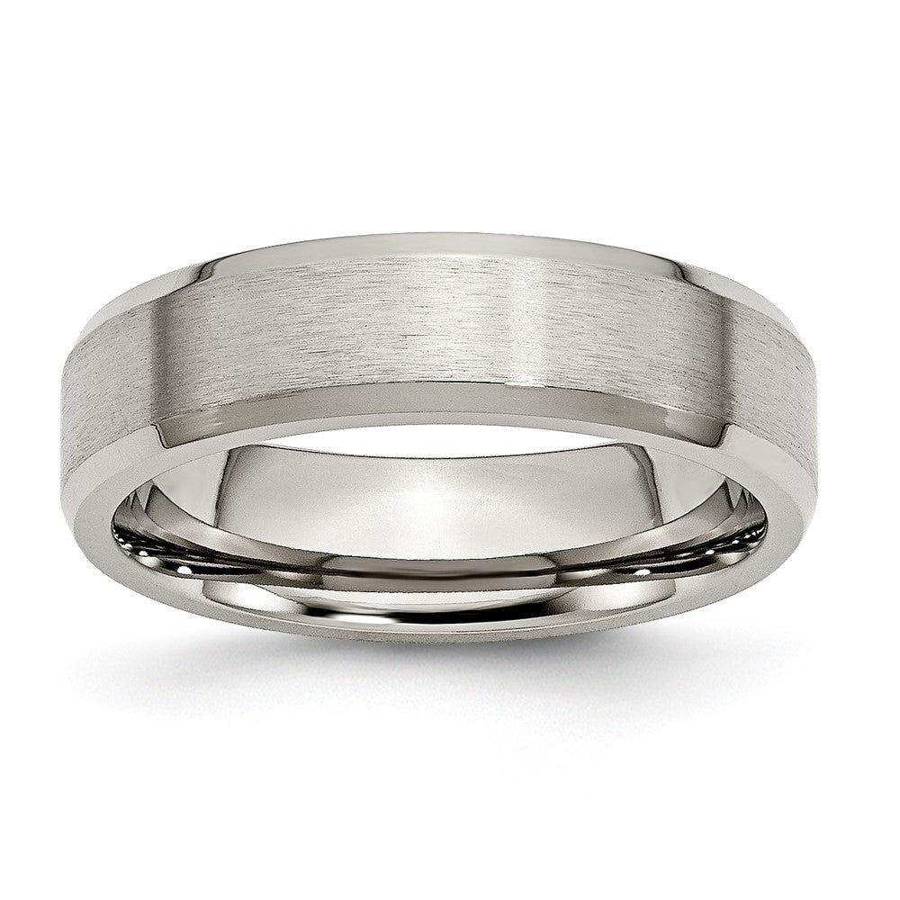 Chisel Titanium Brushed and Polished 6mm Beveled Edge Band