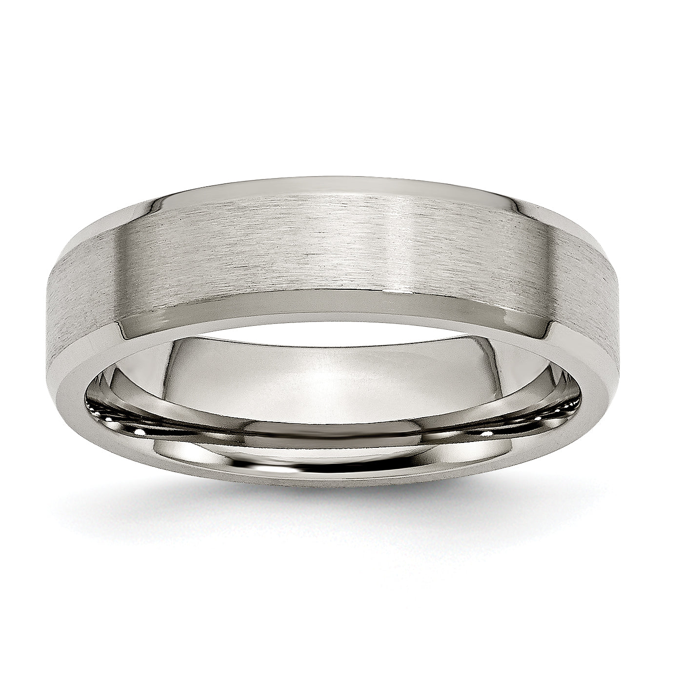 Chisel Titanium Brushed and Polished 6mm Beveled Edge Band