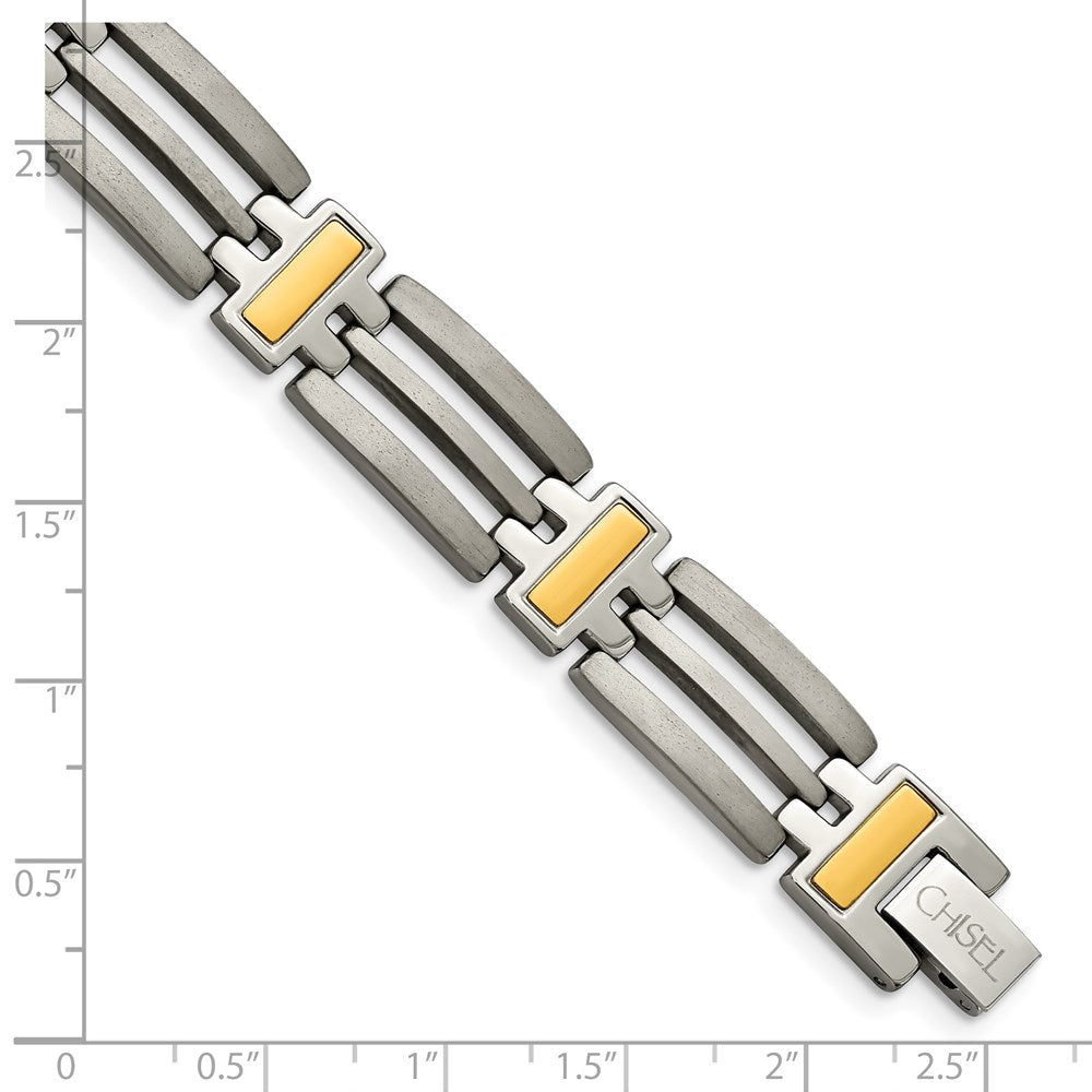 Chisel Titanium Brushed and Polished Yellow IP-Plated 8.5 inch Bracelet