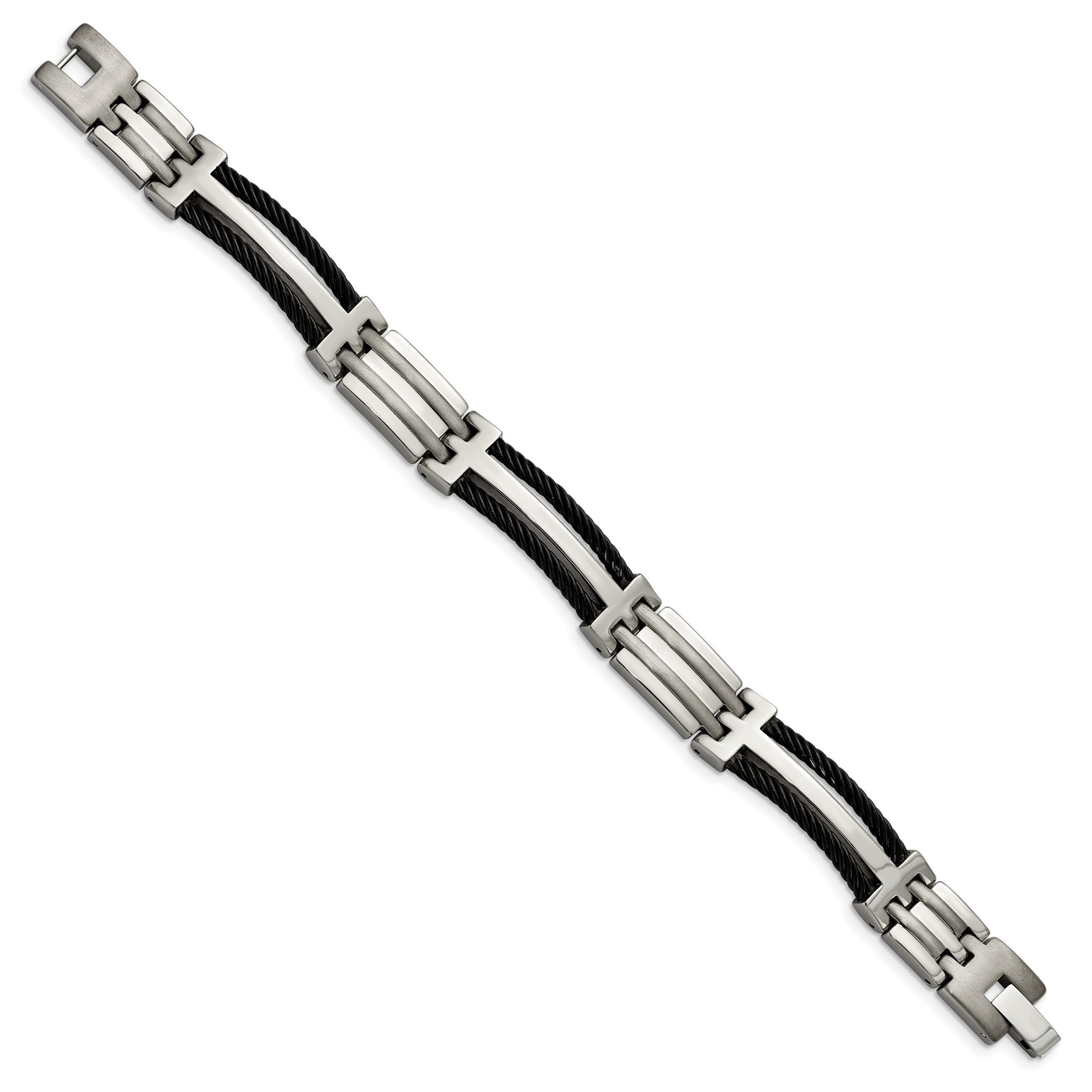 Chisel Titanium Brushed and Polished Black IP-plated 8.5 inch Bracelet