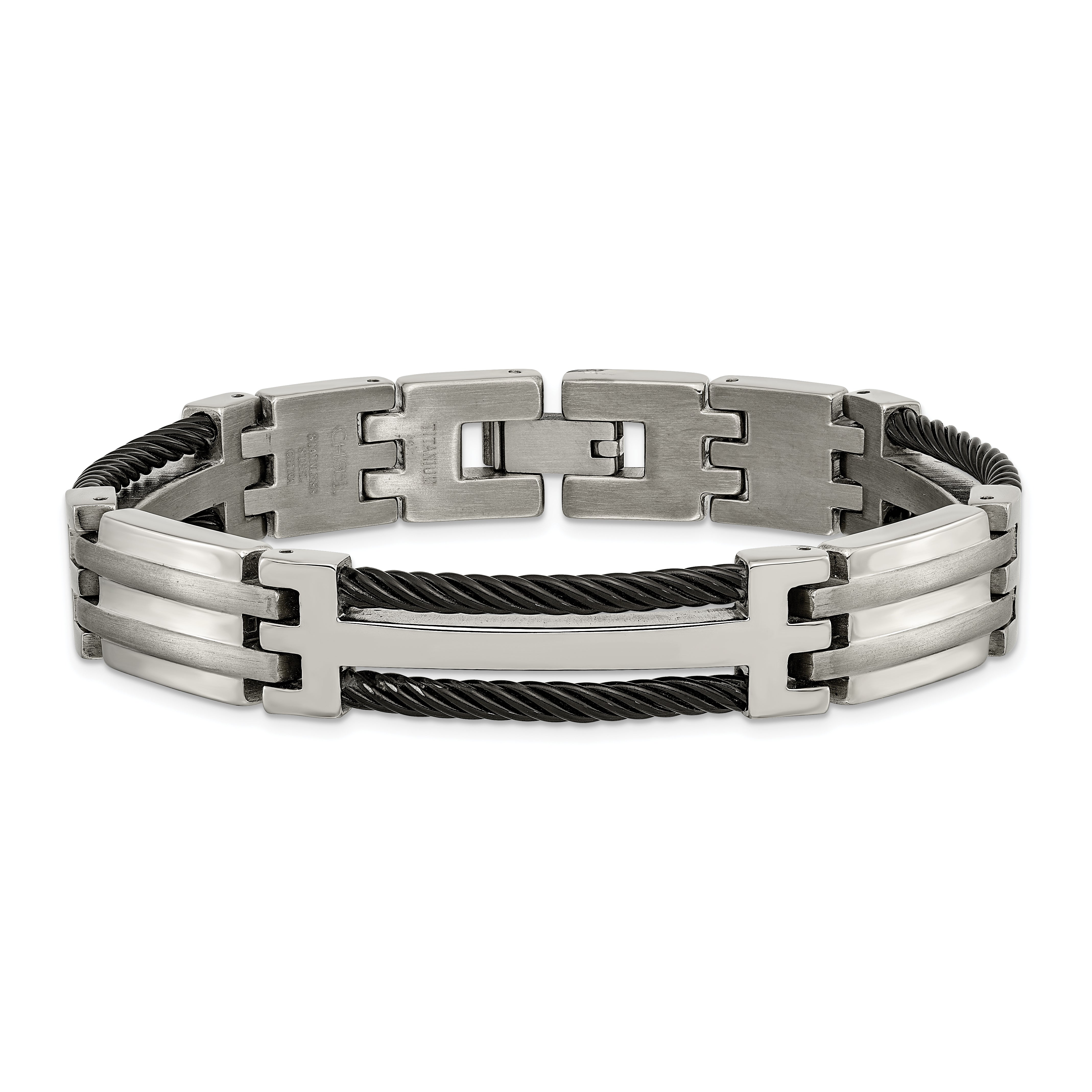 Chisel Titanium Brushed and Polished Black IP-plated 8.5 inch Bracelet