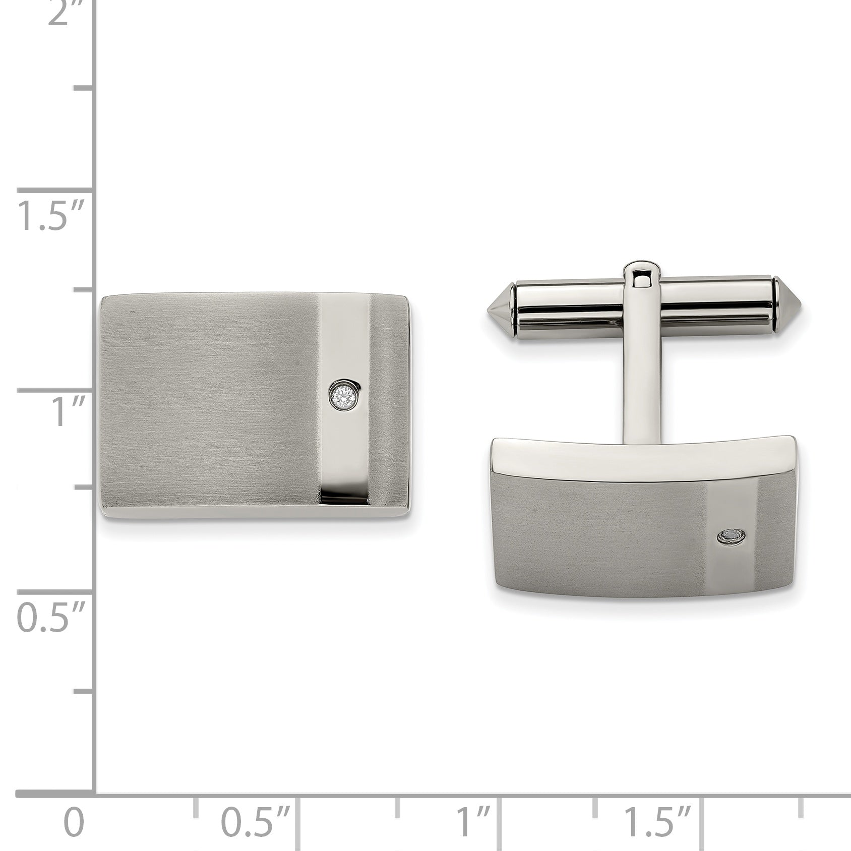 Chisel Titanium Brushed and Polished with CZ Cufflinks