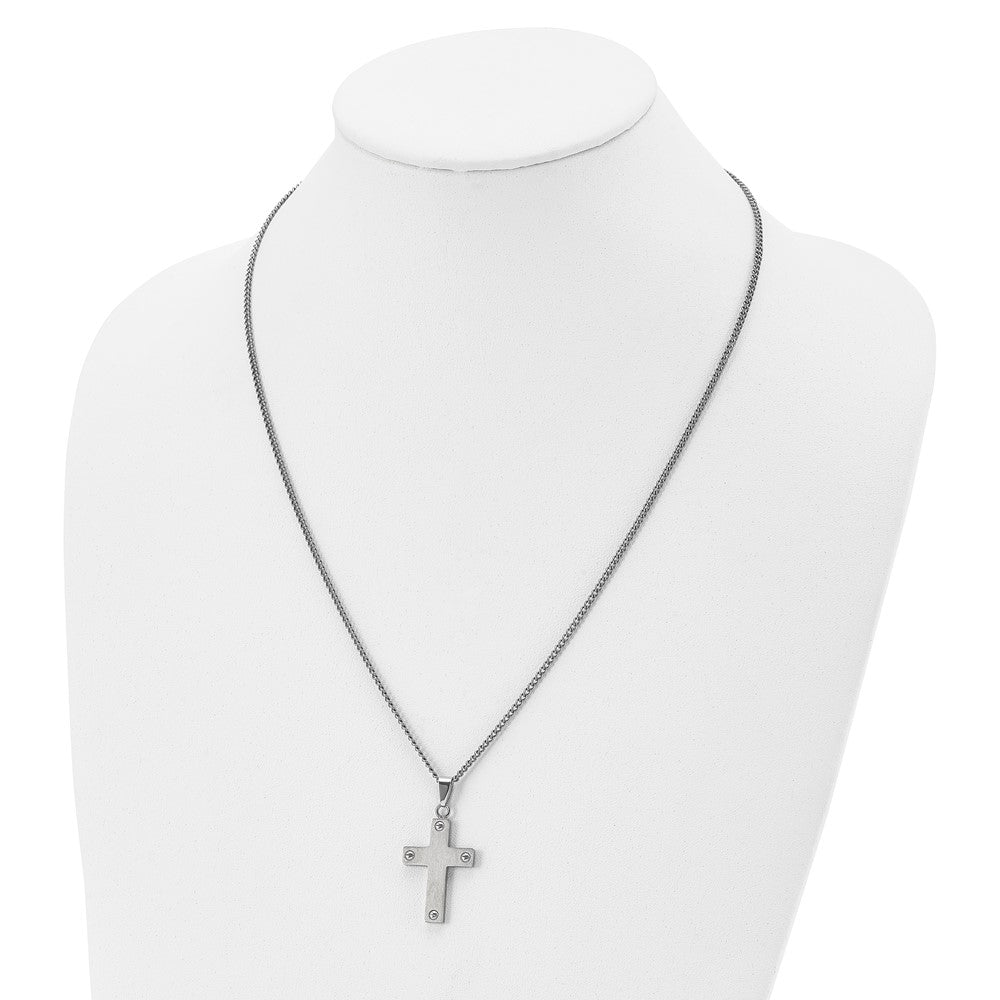 Chisel Titanium Brushed Cross 22 inch Necklace