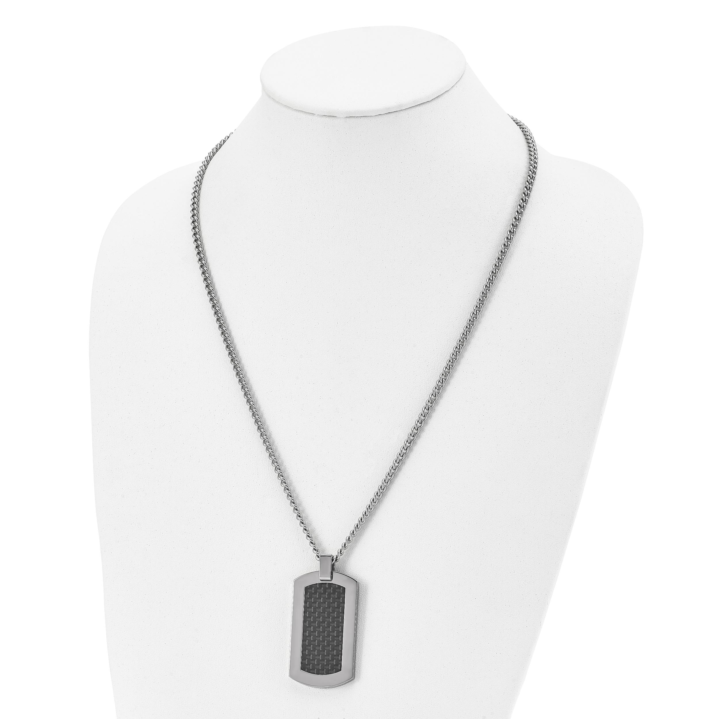 Chisel Titanium Polished with Black Carbon Fiber Inlay 24 inch Necklace
