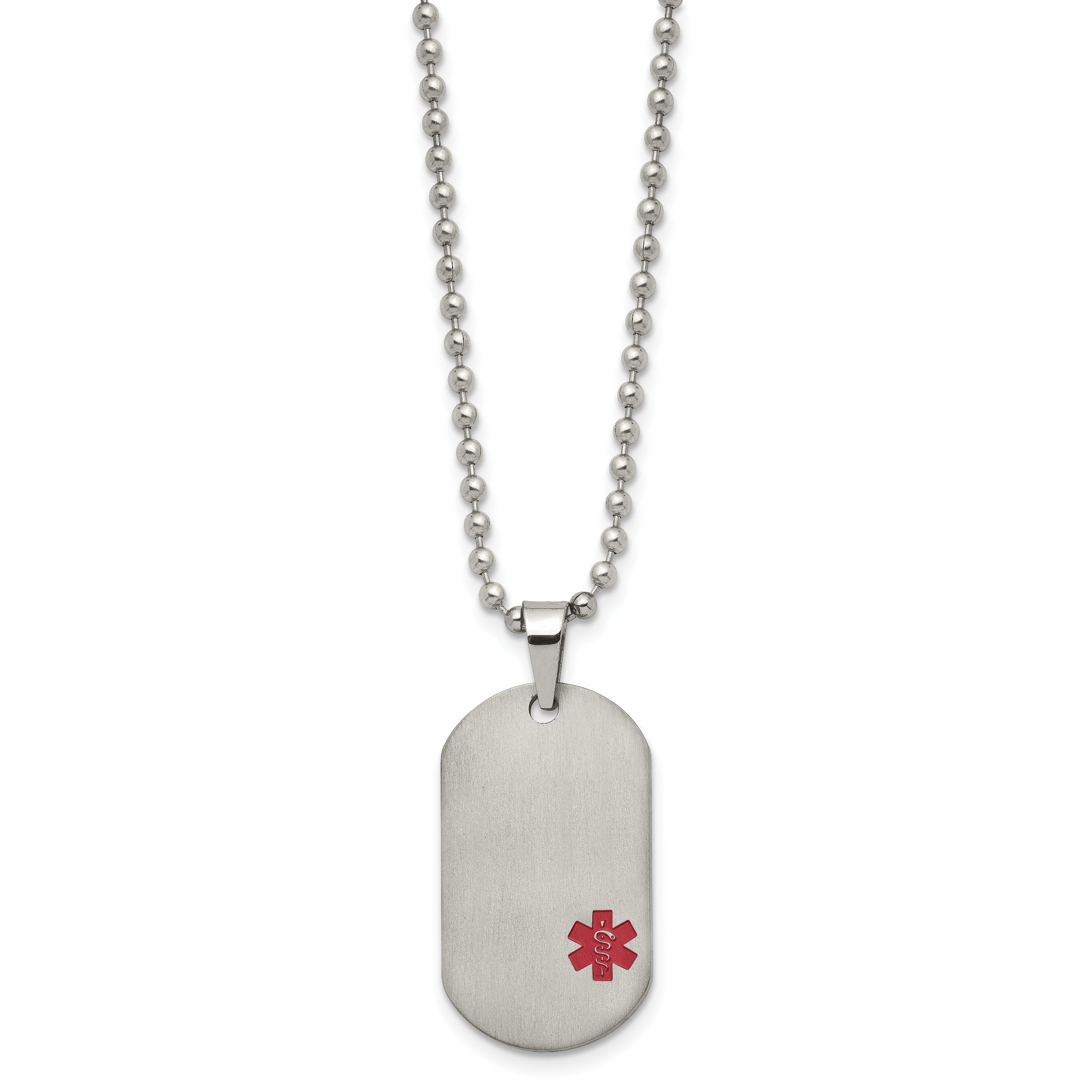 Chisel Titanium Brushed Red Enamel MedicalID Dog Tag 20 inch  Necklace