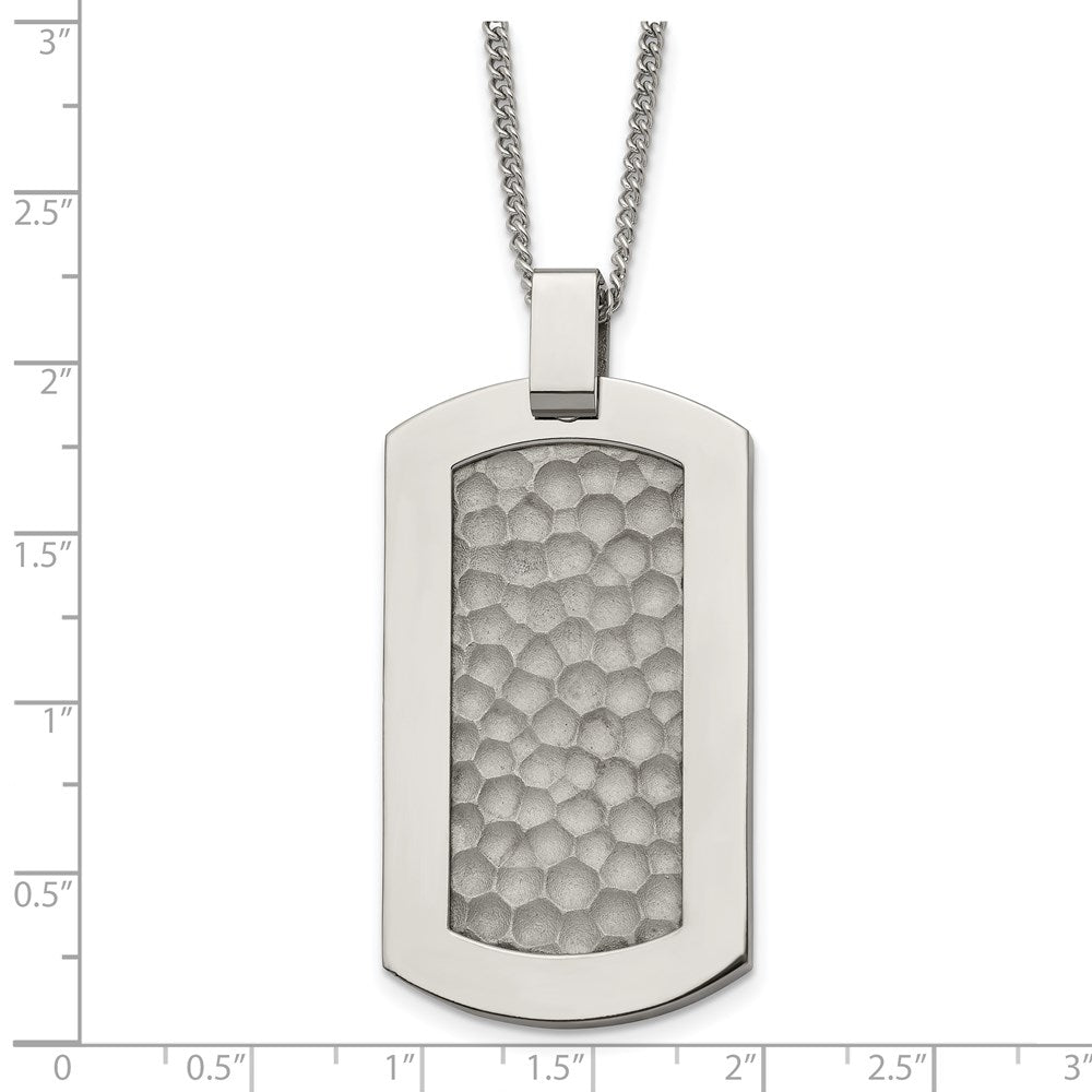 Chisel Titanium Polished and Hammered Dog Tag 22 inch Necklace