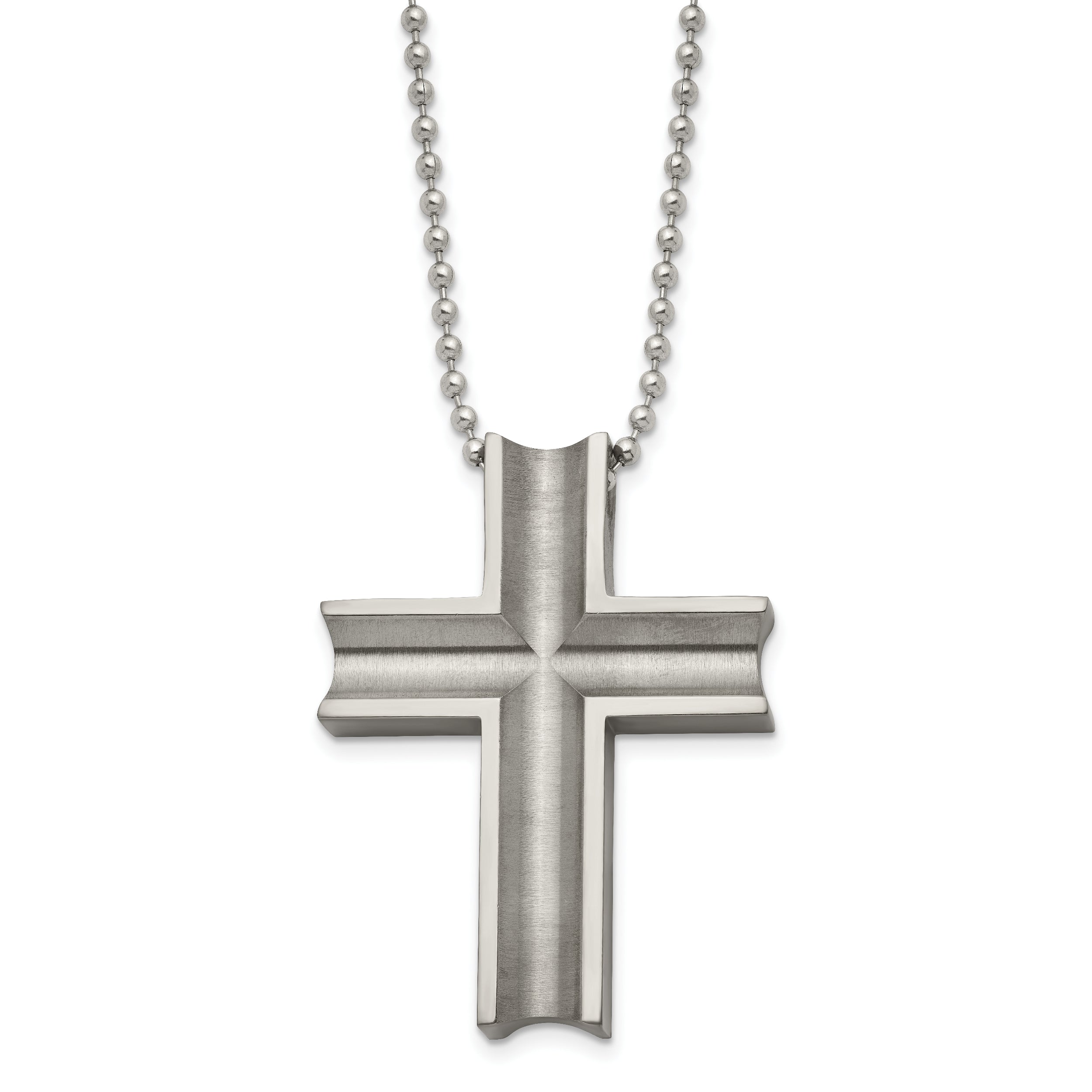 Chisel Titanium Polished Cross 24 inch Necklace