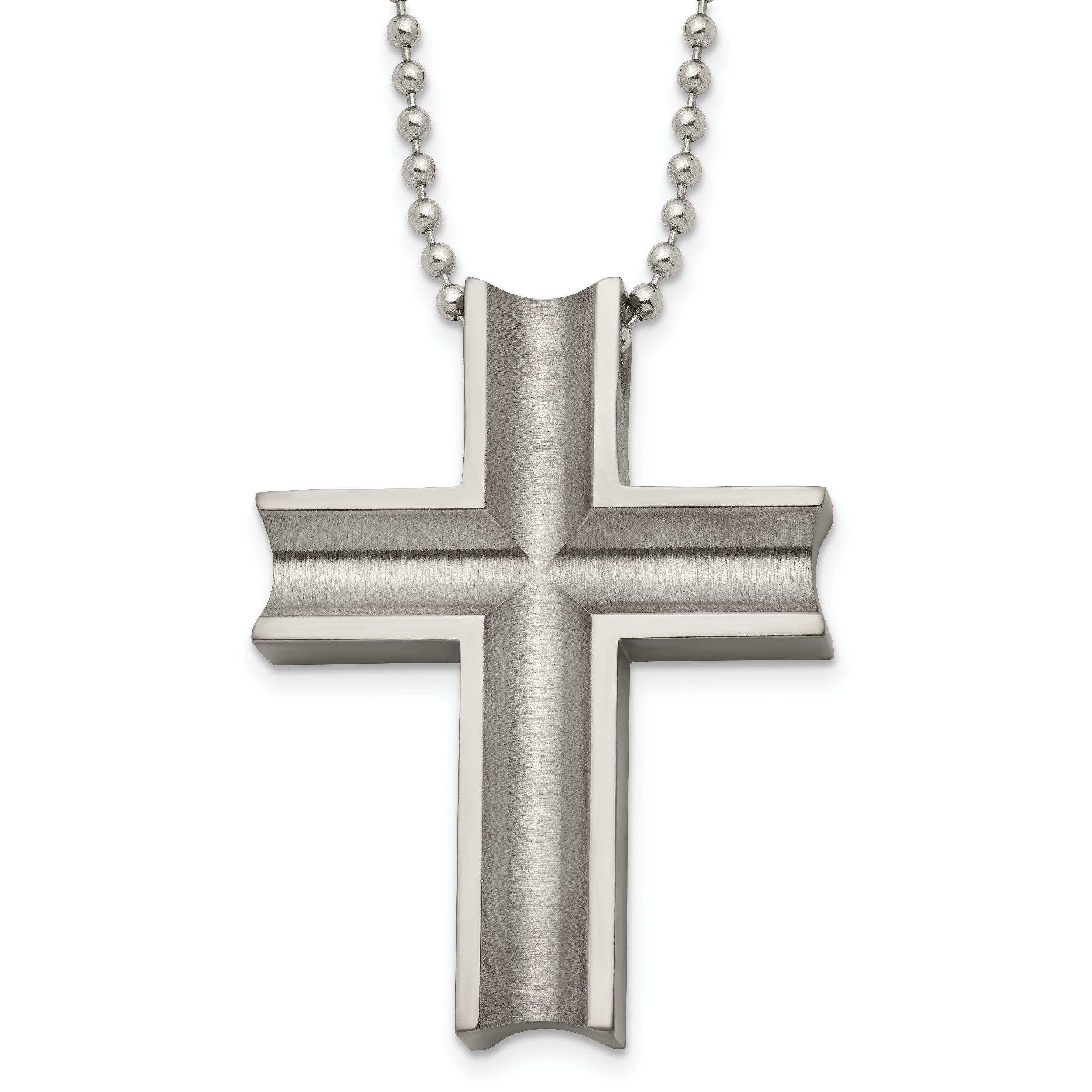 Chisel Titanium Polished Cross 24 inch Necklace