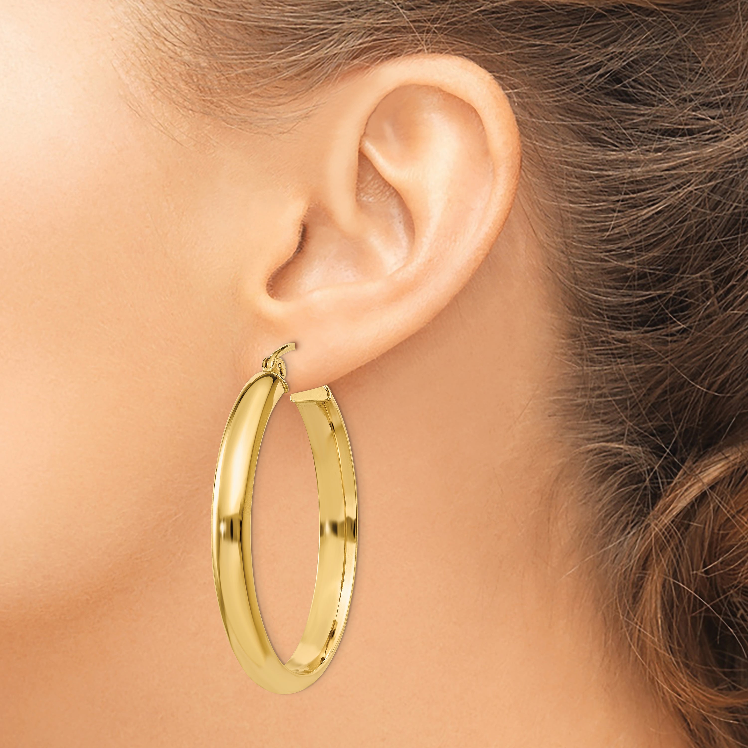 14k Round Tube Hoop Earrings