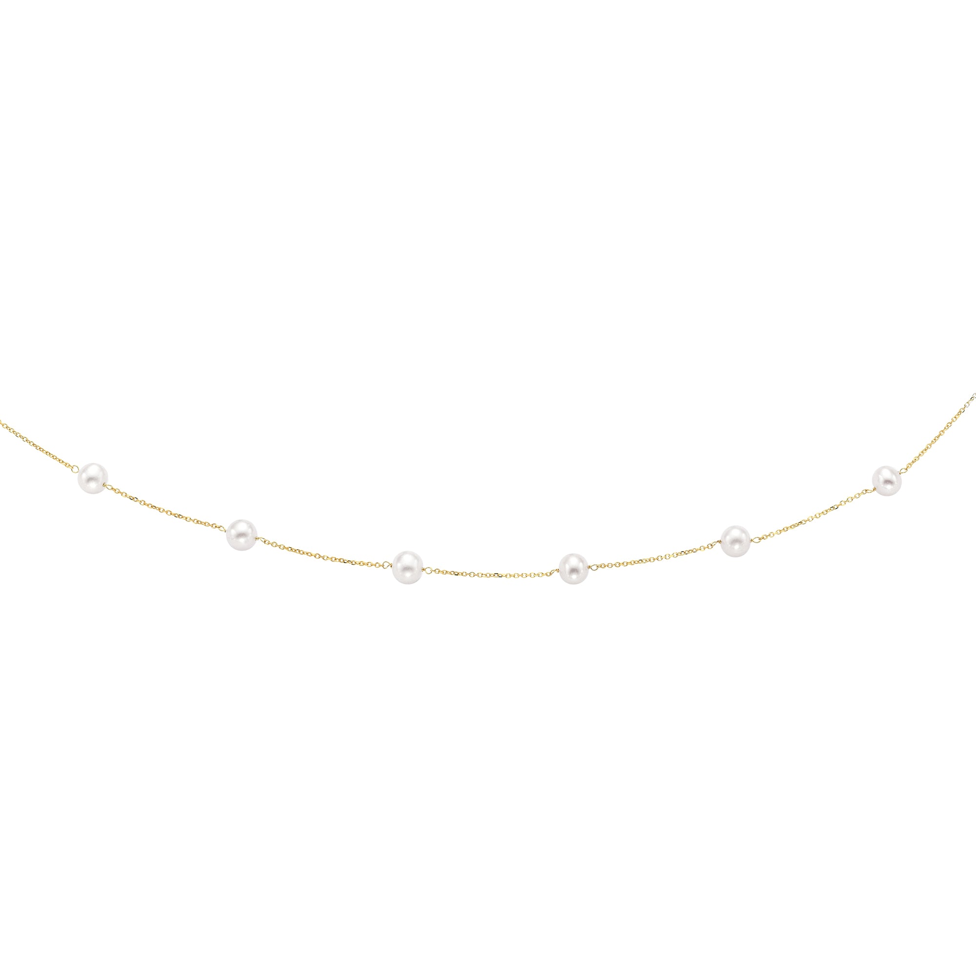 14K Yellow Gold 18" Pearl Station Necklace