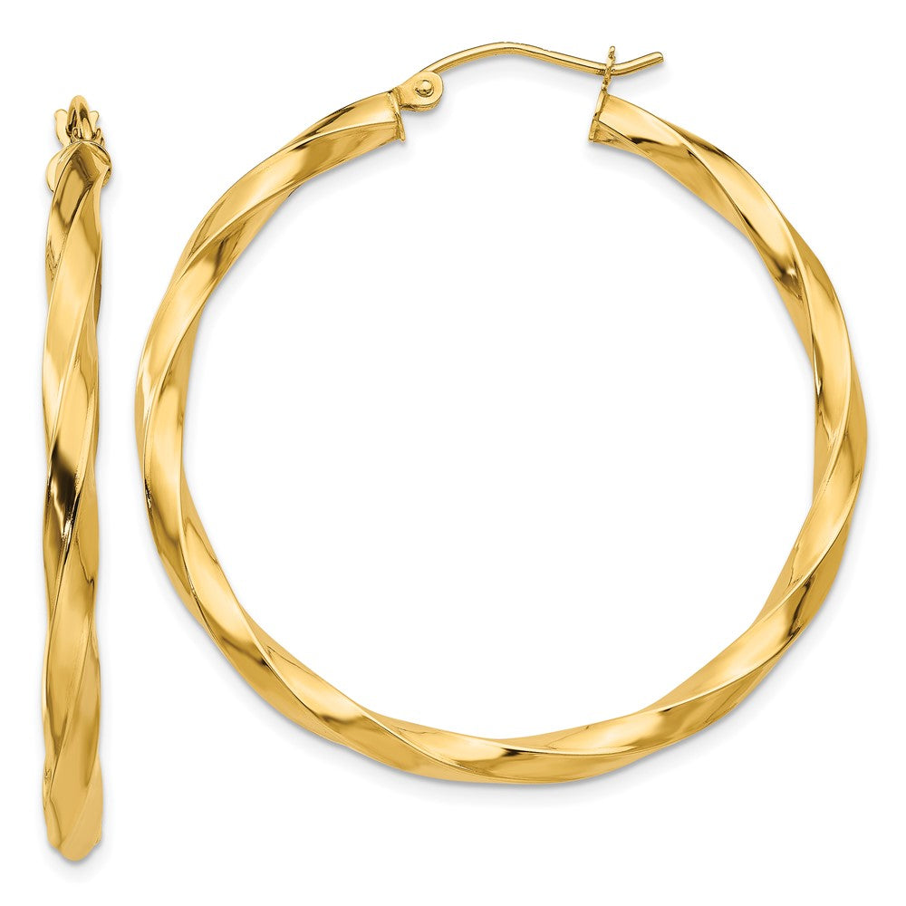 14k Polished 3mm Twisted Hoop Earrings