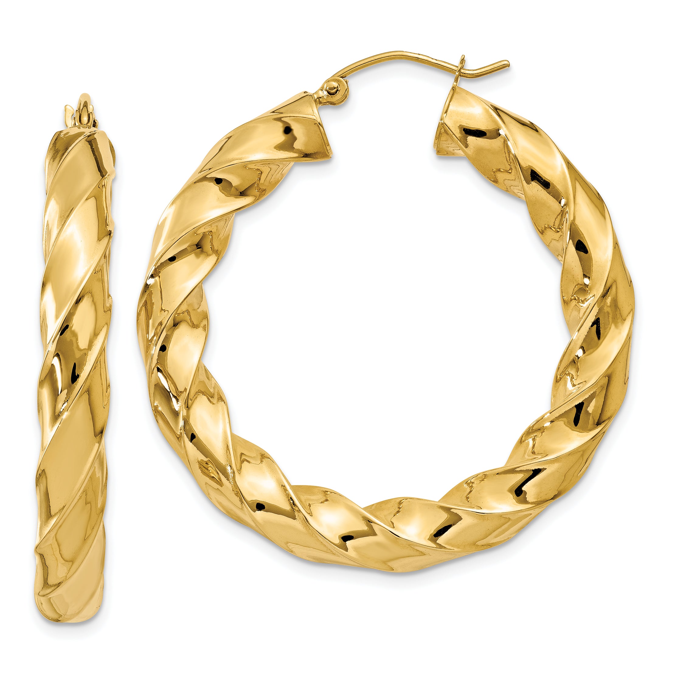 14k Polished 5.0mm Twisted Hoop Earrings