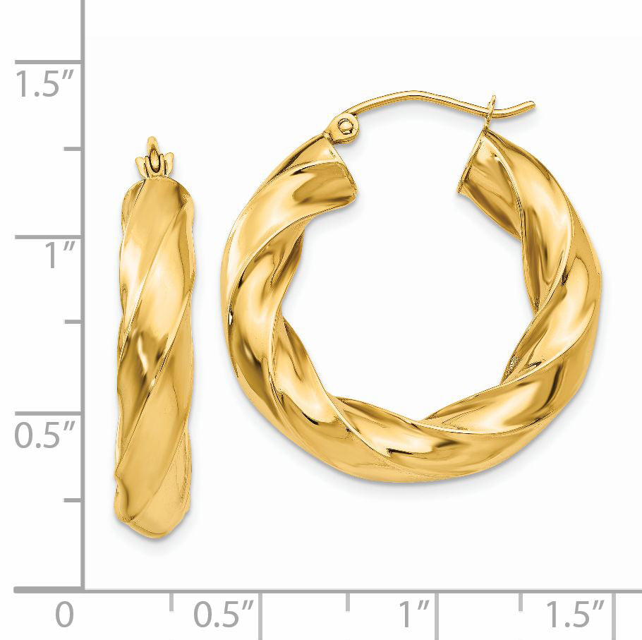 14k Polished 5.0mm Twisted Hoop Earrings