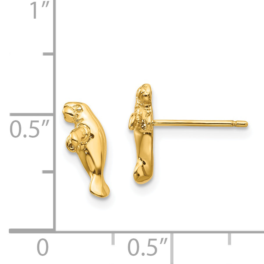 14k Mini Manatee Post Earrings