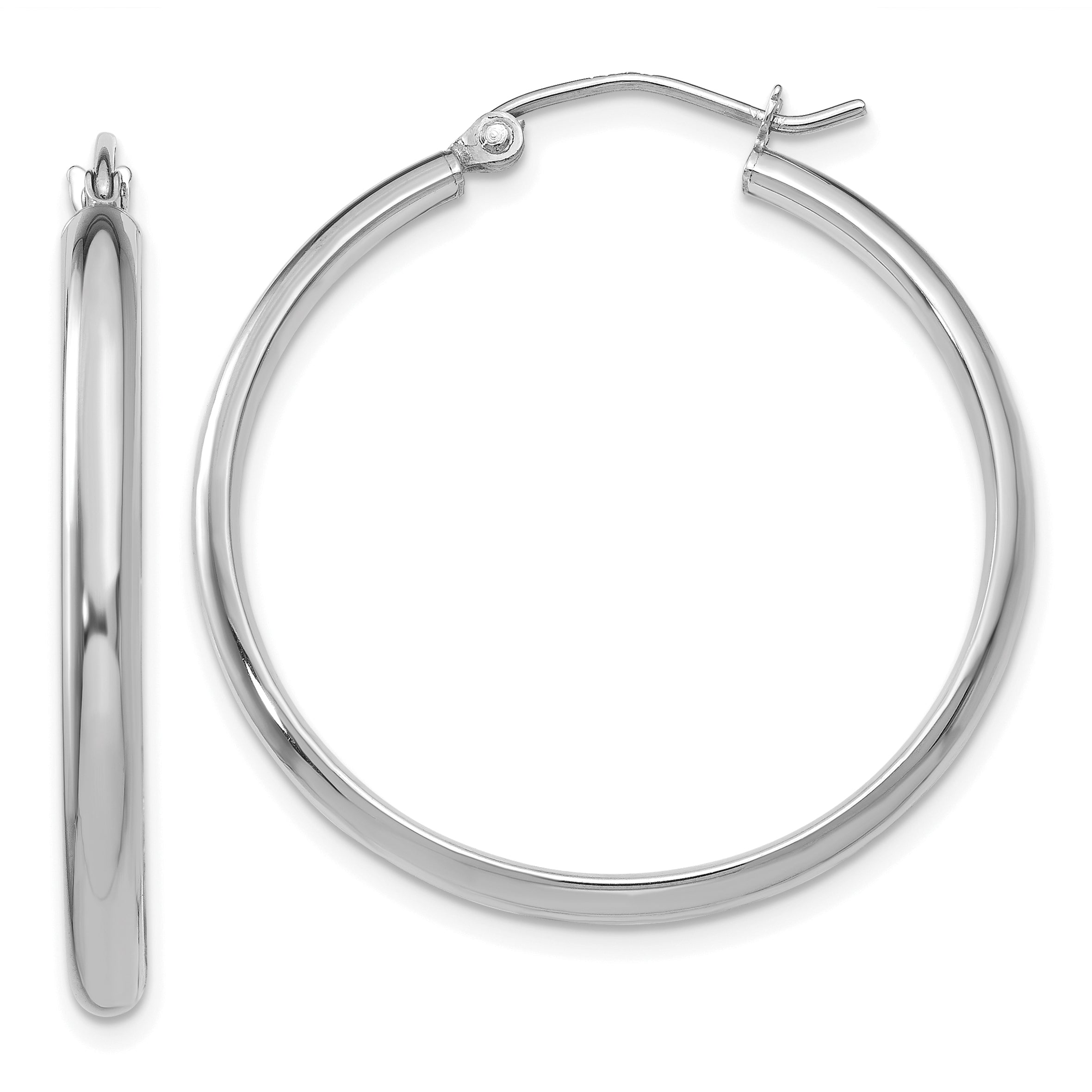 14k White Gold Polished Hoop Earring