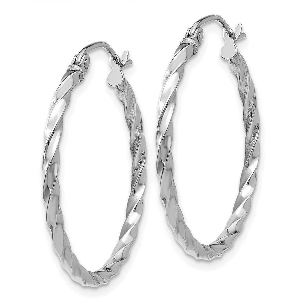 14k WG Twist Polished Hoop Earring