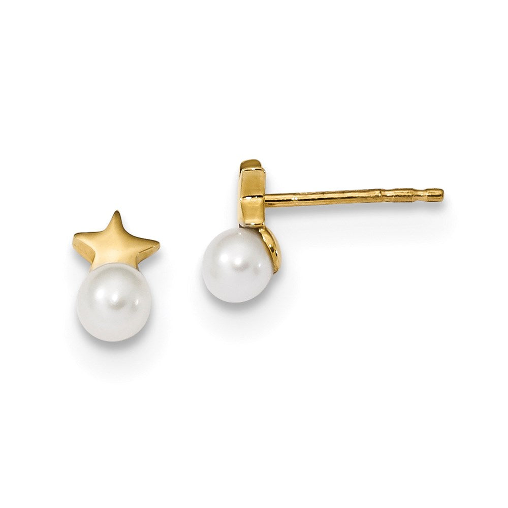 14k Freshwater Cultured Pearl Star Polished Post Earrings