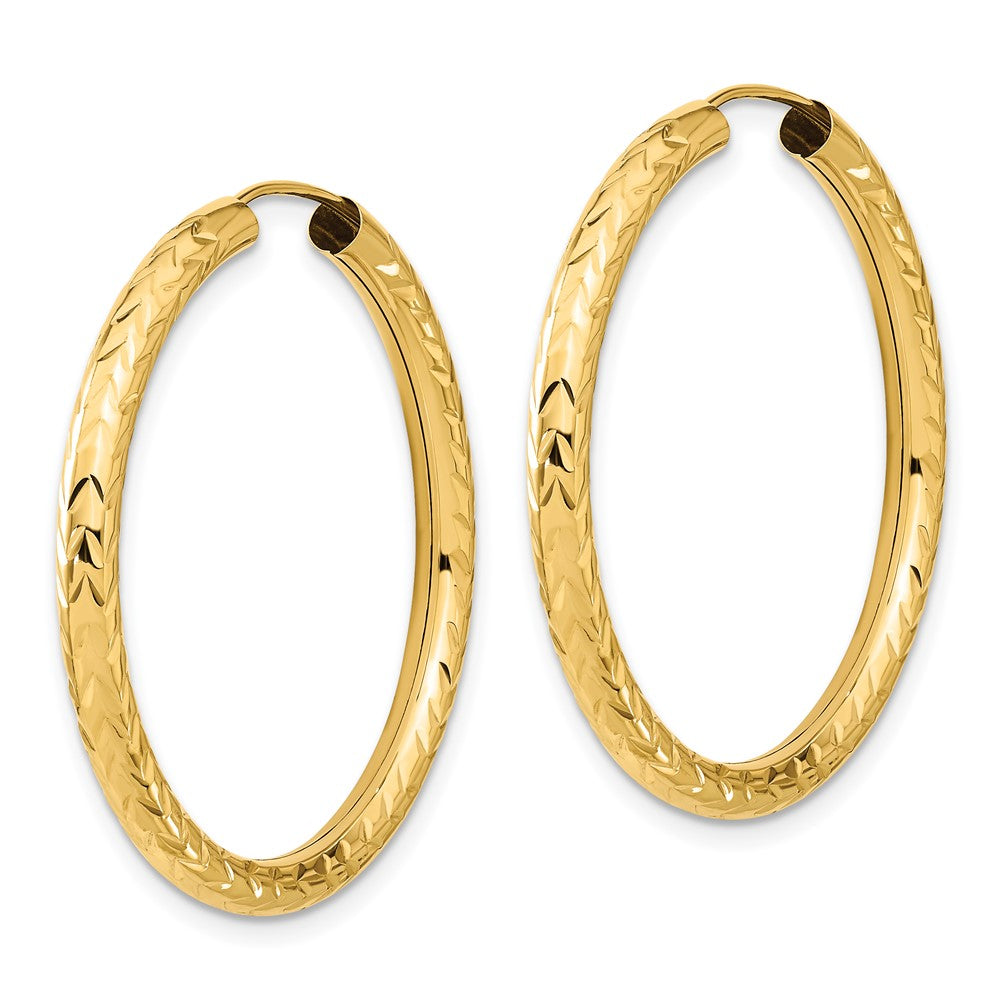 14k Polished & D/C Endless Hoop Earrings