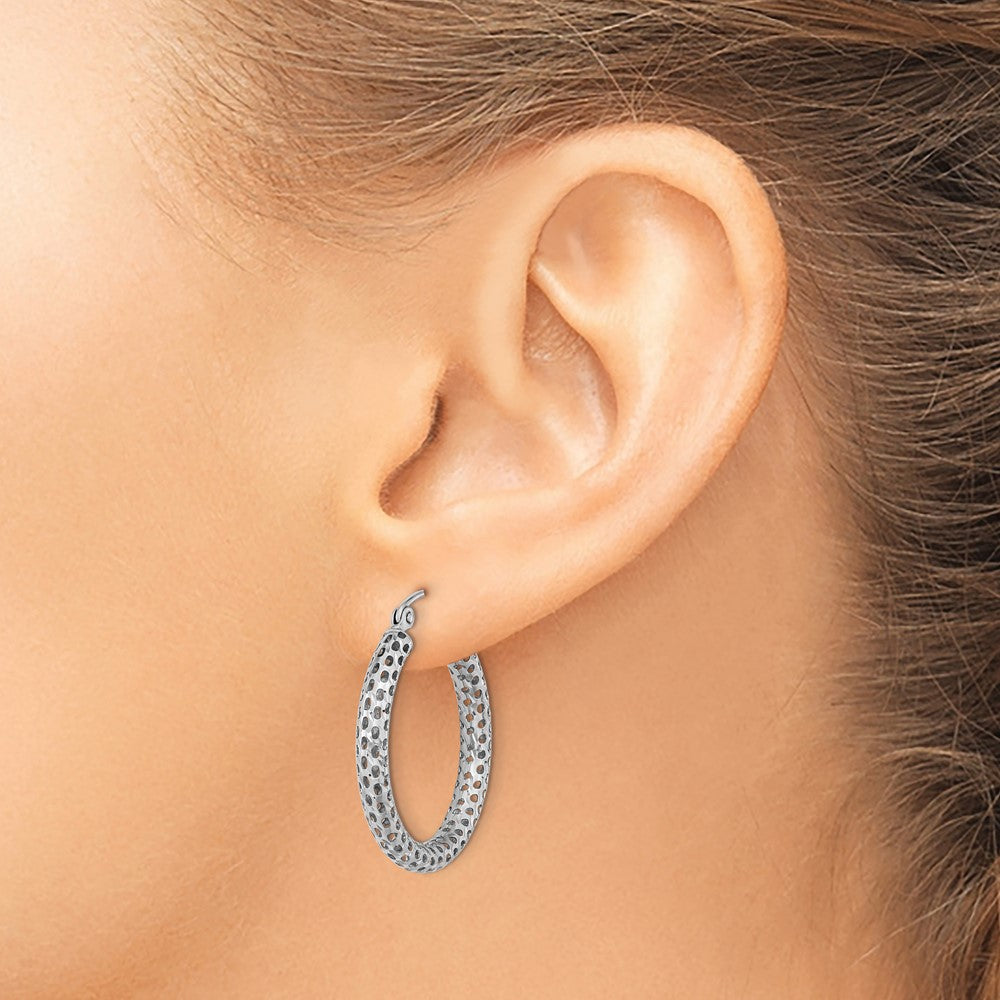 14k White Gold Mesh Hoop Earrings