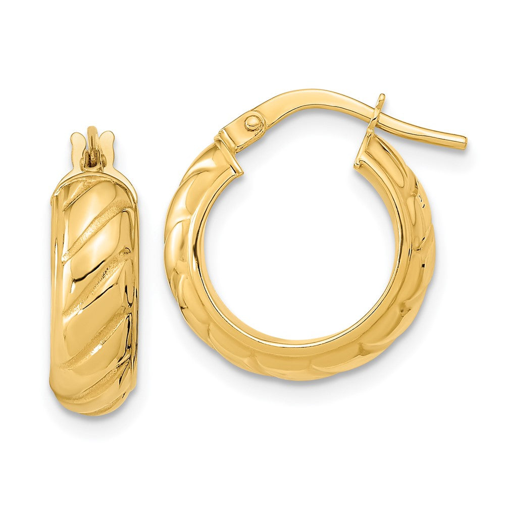 14k Polished Fancy Hoops