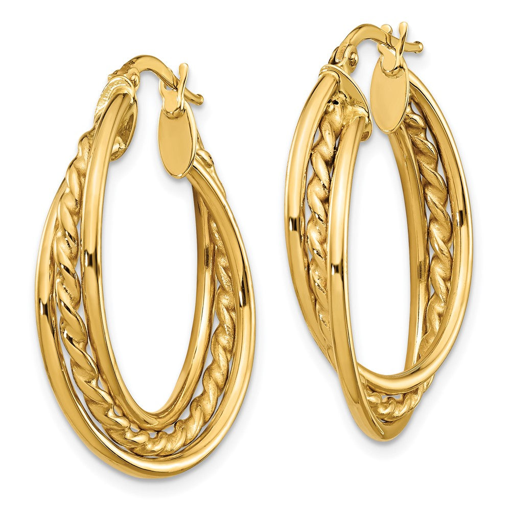 14k Polished Rope Twisted Hoop Earrings