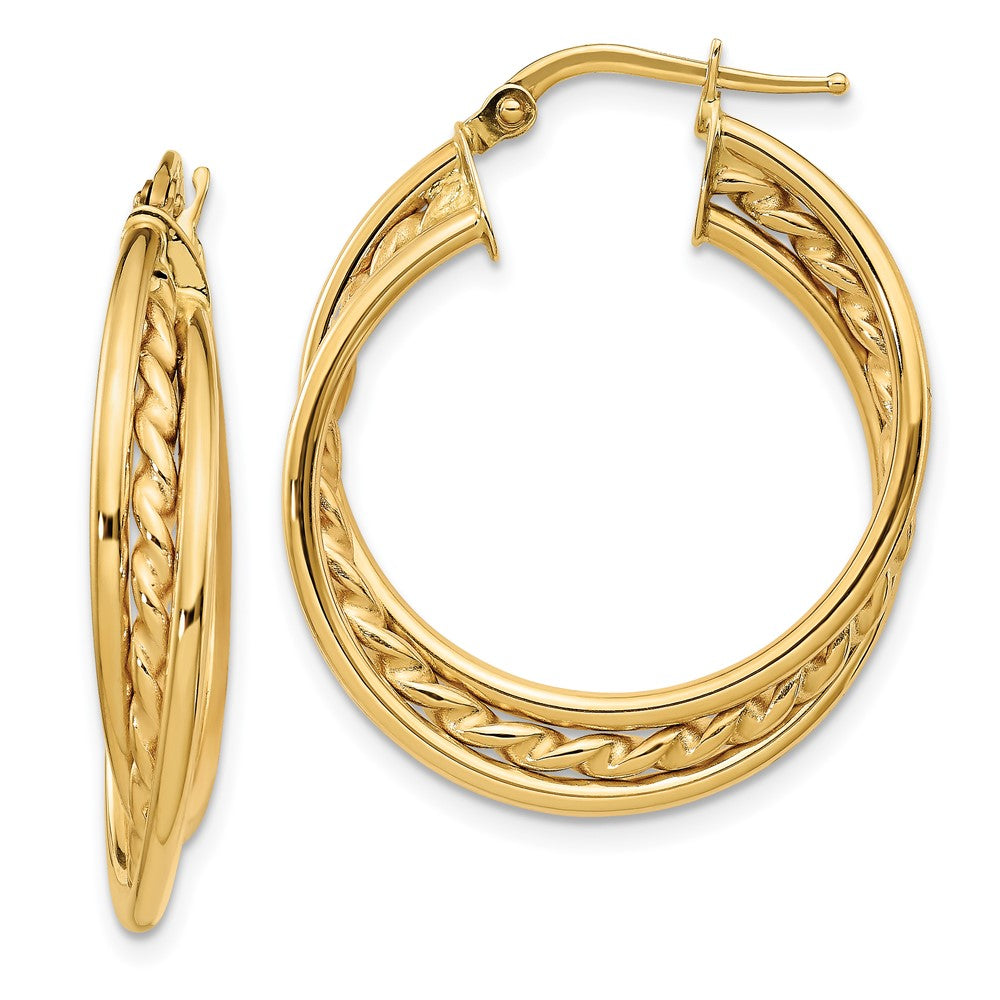 14k Polished Rope Twisted Hoop Earrings