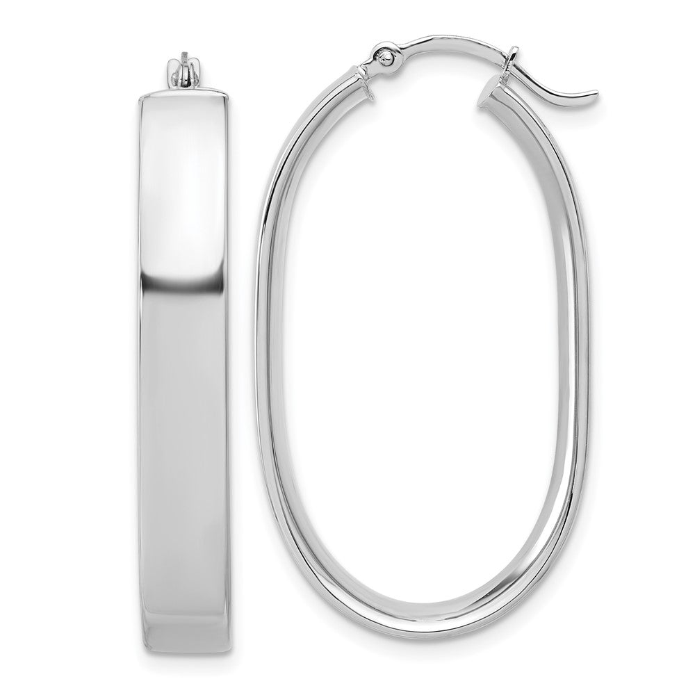 14k White Gold Oval Hoop Earrings