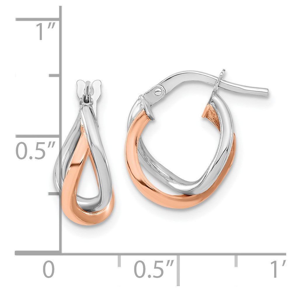 14k White and Rose Gold Fancy Hoops