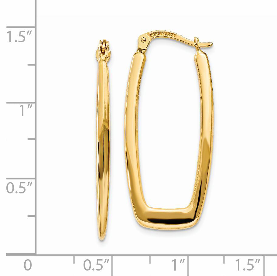 14k Polished 2.25mm Rectangle Hoop Earrings