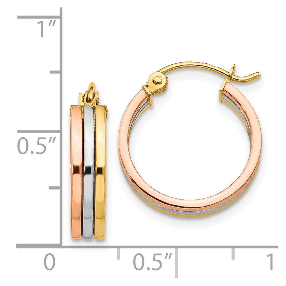14K Tri Color Hoop Earrings