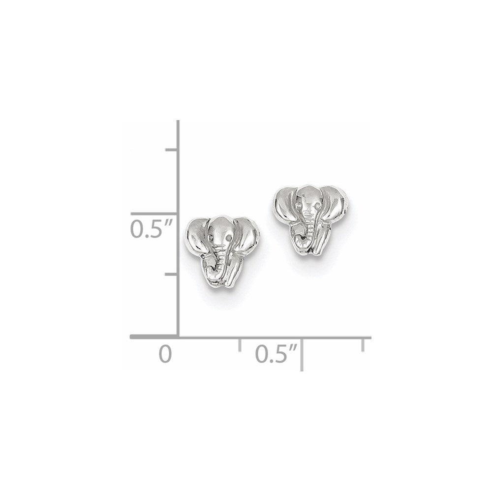 14k White Gold Elephant Earrings