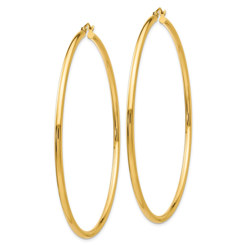 14k Polished 2.25x70mm Round Tube Hoop Earrings