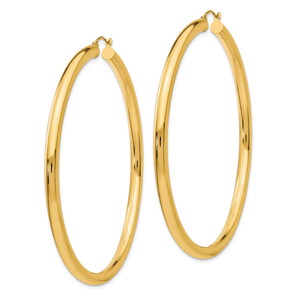 14k Polished 4x70mm Round Tube Hoop Earrings