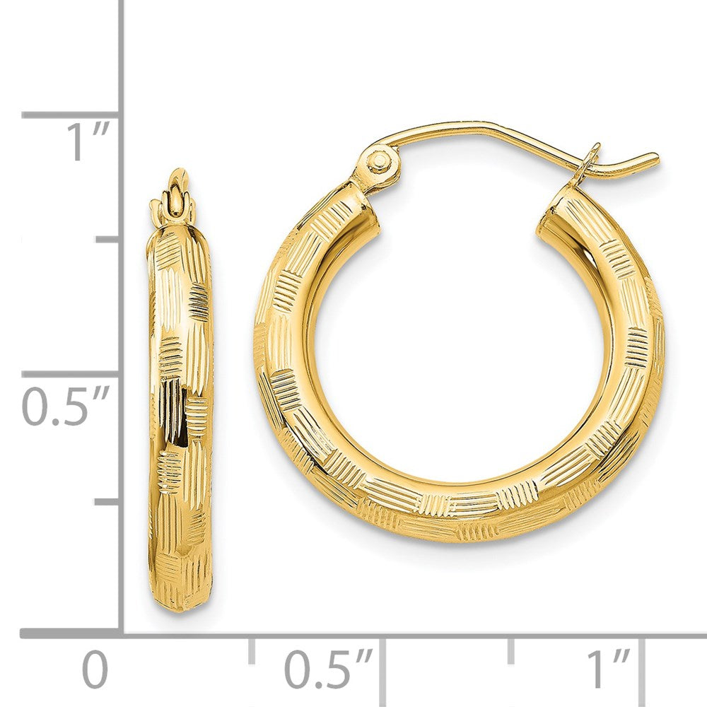 14k Diamond-cut Hoop Earrings