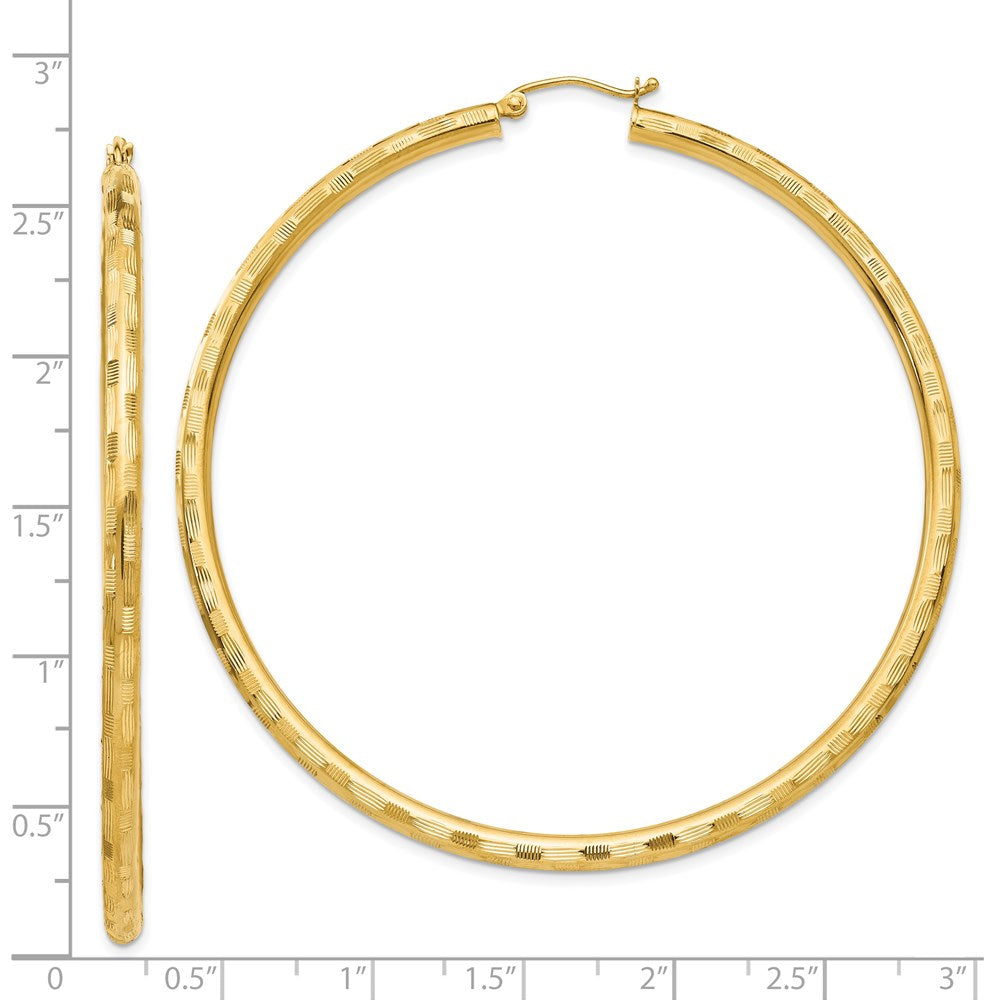 14k Diamond-cut Hoop Earrings